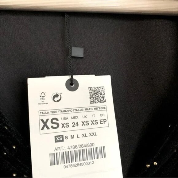 ZARA Black Velvet Shirt Dress With Tie-Waist and Tiny Gold Metal Grommets - Picture 11 of 11